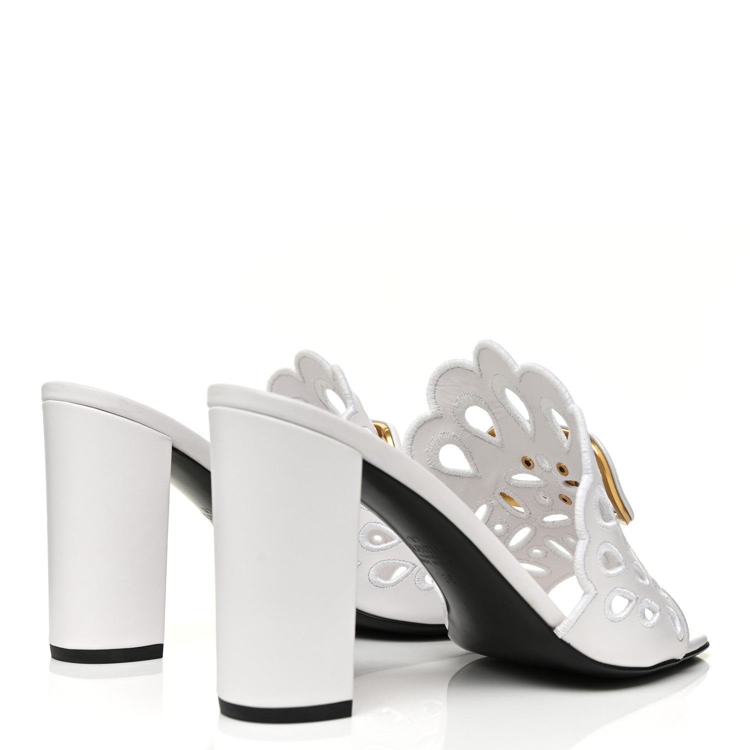 Valentino Garavani Calfskin Vlogo Lasercut Slide Sandals 39 Optic White 4 of 7