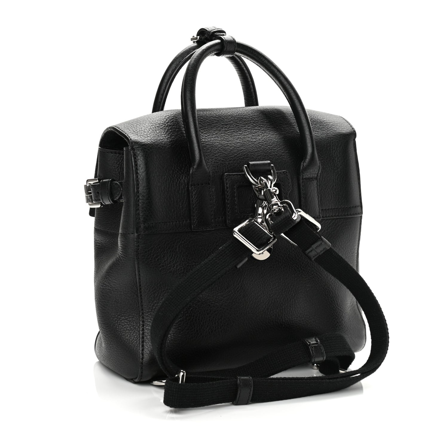 Natural Leather Mini Cara Delevingne Convertible Satchel Black
