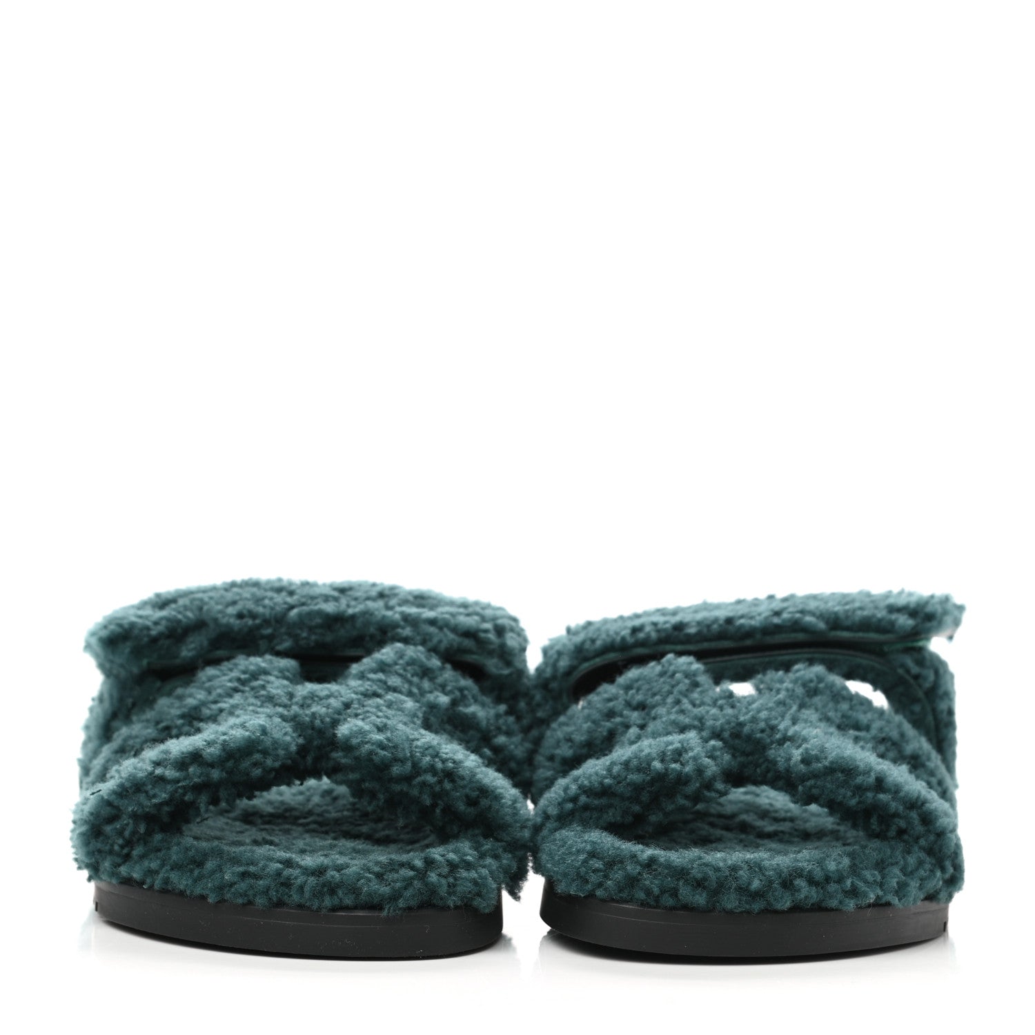 Hermes Woolskin Womens Chypre Sandals 37 Vert Anglais 2 of 8