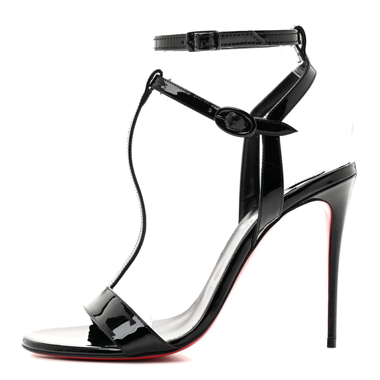 Christian Louboutin Patent Mara 100 Sandals 38.5 Black 1 of 8