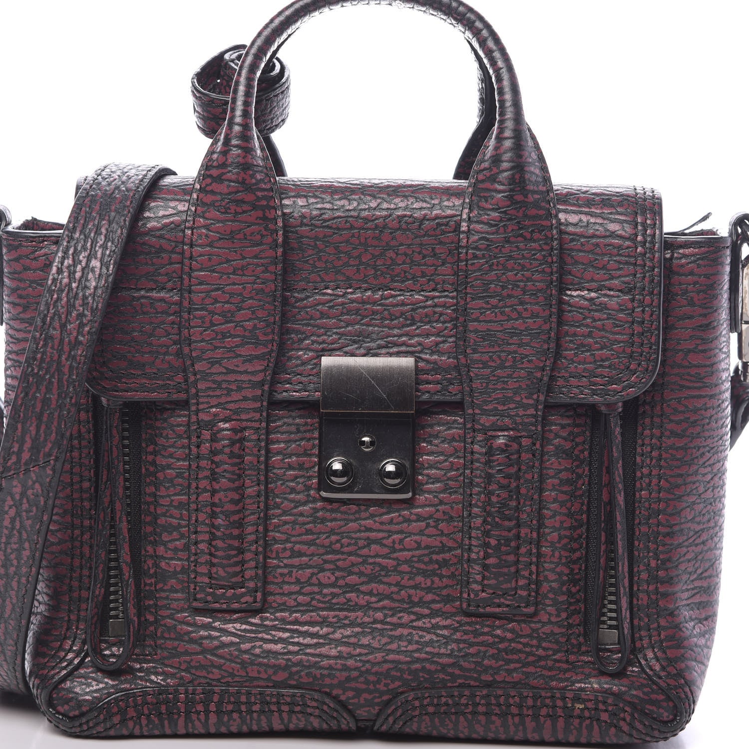 3.1 Phillip Lim 3.1 Textured Calfskin Mini Pashli Satchel Black Red 13 of 13