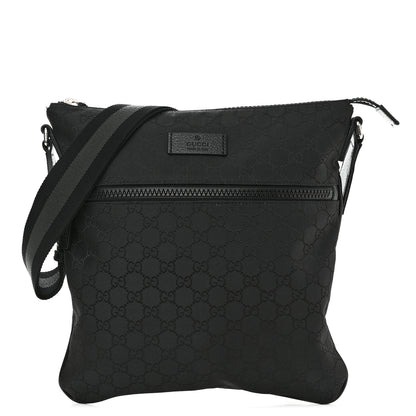 Gucci Nylon Monogram Medium Flat Messenger Bag Black 1 of 10
