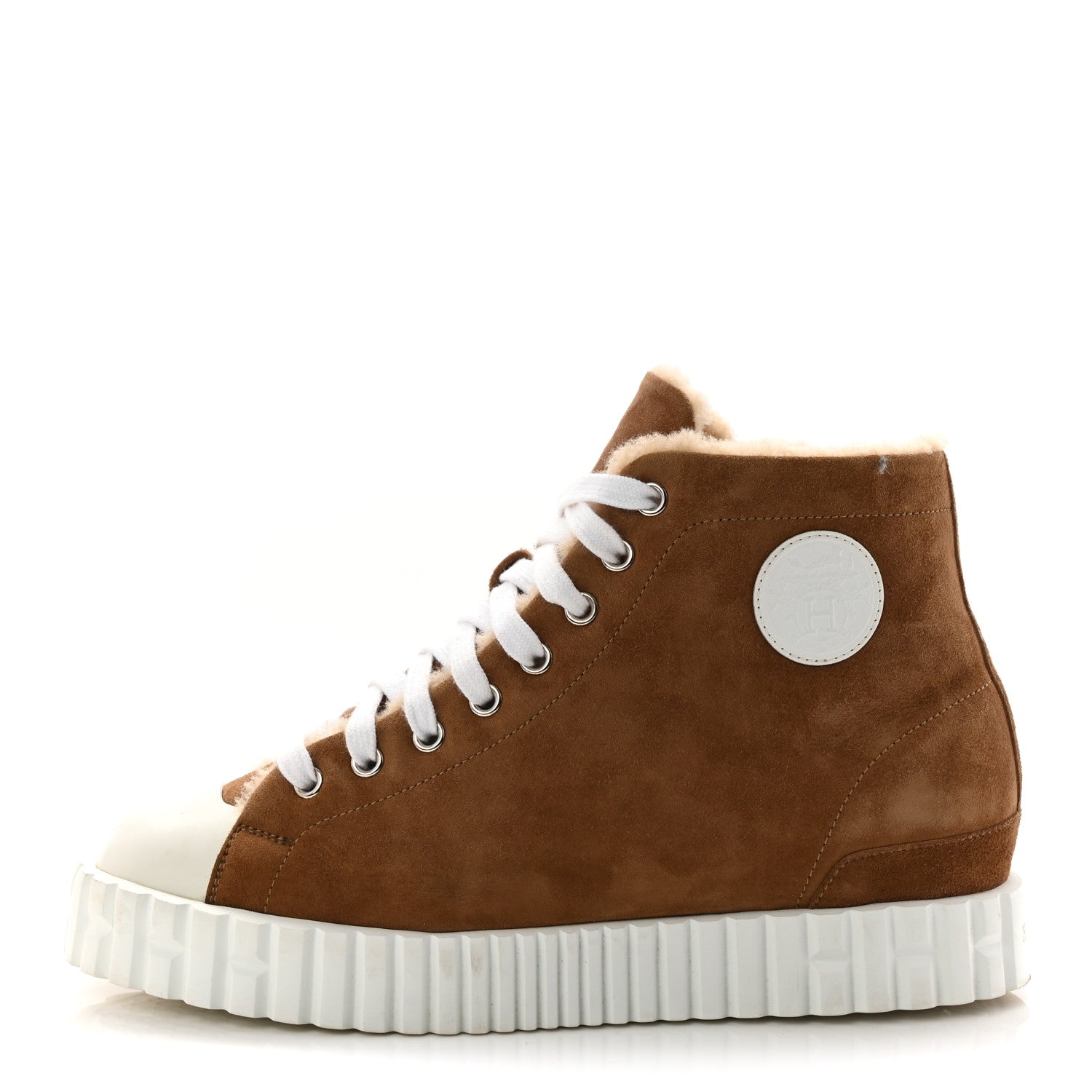 Hermes Woolskin Womens Climb Sneakers 37.5 Brun Fume 1 of 9