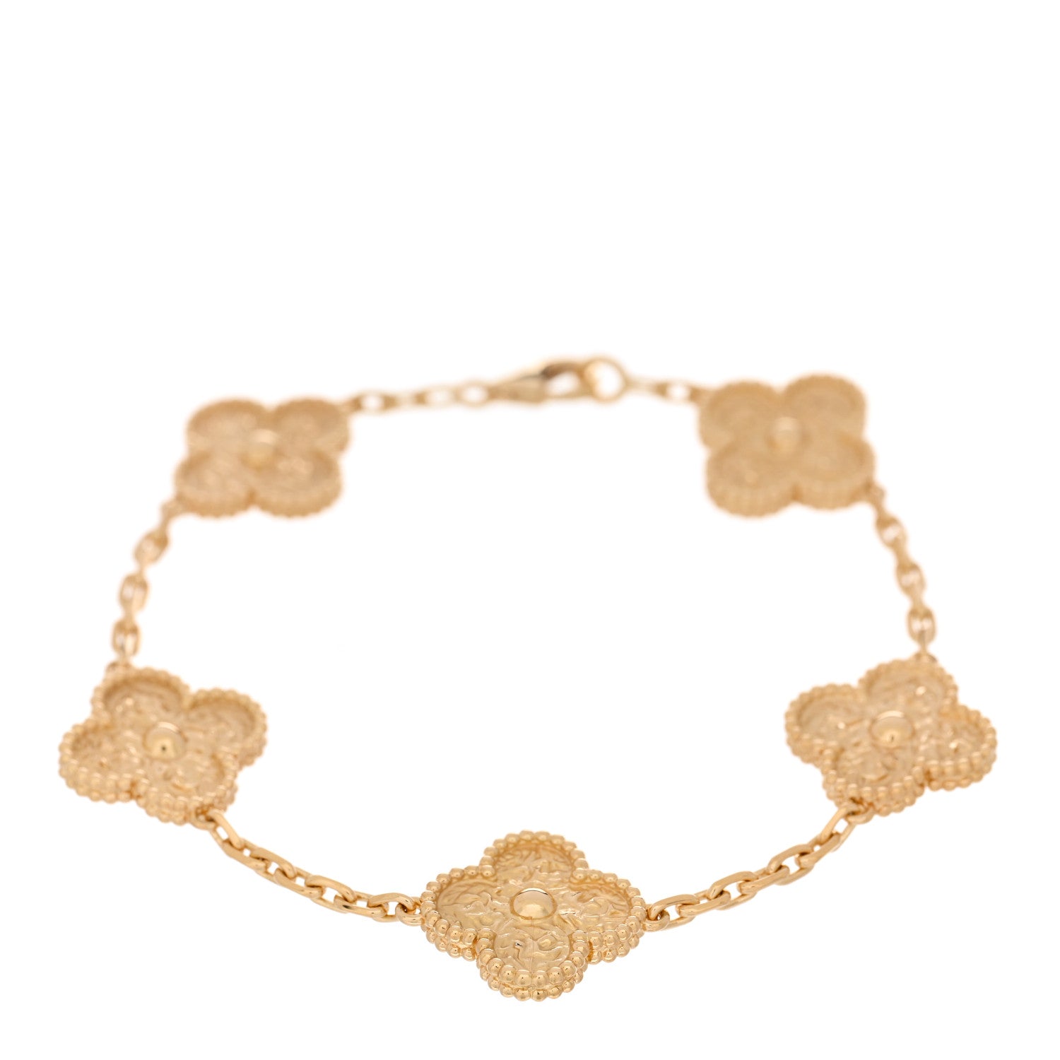 Van Cleef & Arpels 18K Yellow Gold 5 Motifs Vintage Alhambra Bracelet 1 of 3