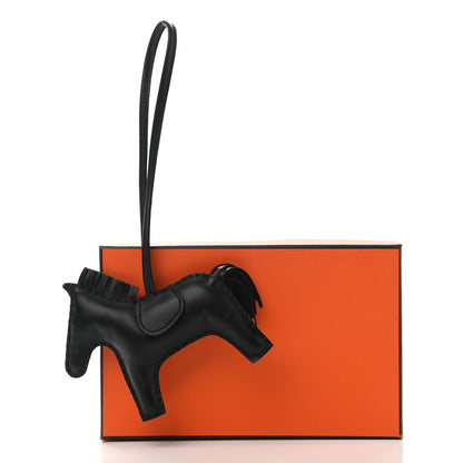 Hermes Milo Lambskin Grigri Rodeo Horse Bag Charm MM So Black 4 of 4