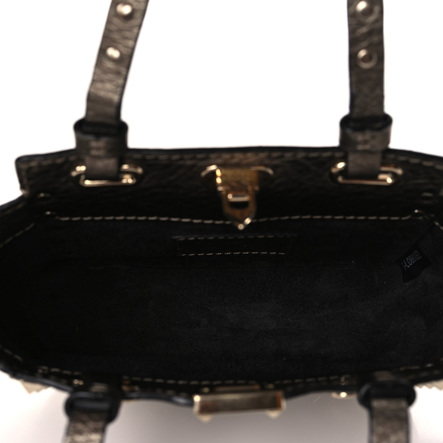 Valentino Garavani Metallic Alce Printed Calfskin Mini Rockstud Tote Sasso 5 of 7
