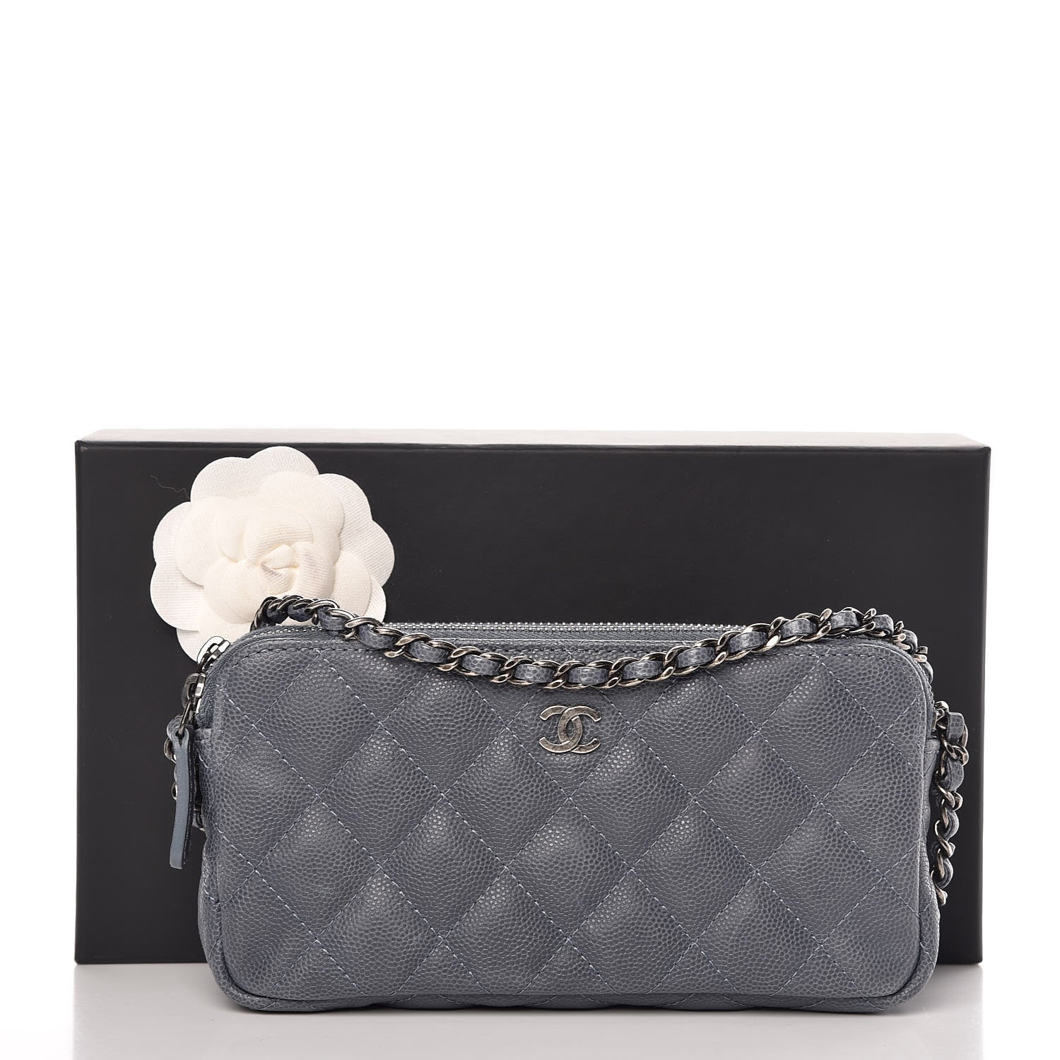 Chanel Caviar Quilted Small Clutch With Chain Grey 17 of 17