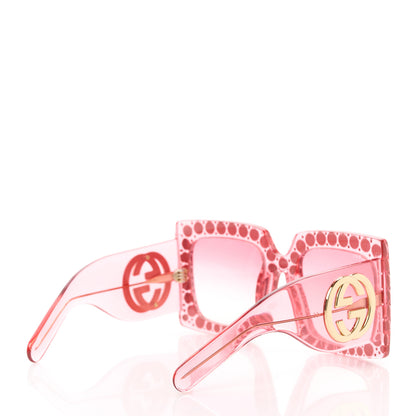 Gucci Acetate Crystal Oversize Sunglasses GG0145S Pink 4 of 7