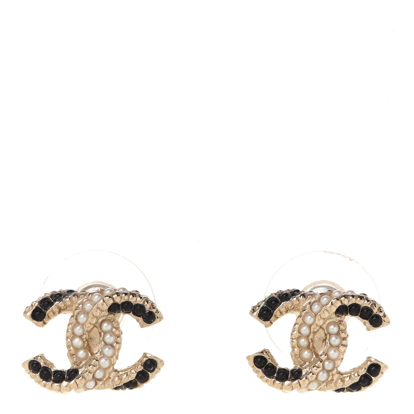 Pearl Resin Twisted CC Earrings Gold