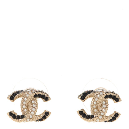 Chanel Pearl Resin Twisted CC Earrings Gold 1 of 4