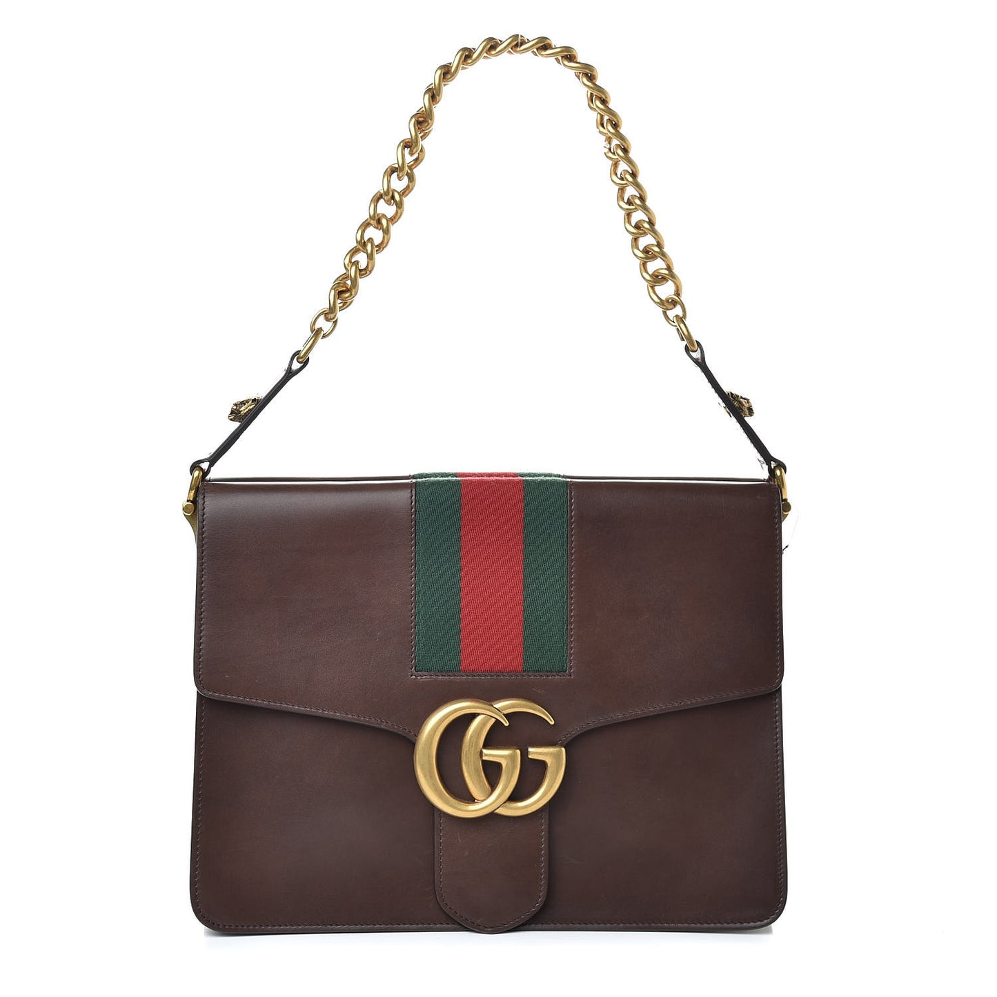 Tuscany Lux Calfskin Web GG Marmont Shoulder Bag Fondent