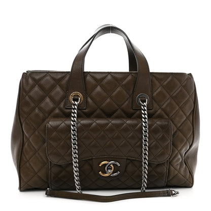 Chanel Caviar Quilted Large Casual Pocket Tote Khaki 1 of 11