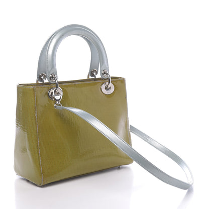 Christian Dior Patent Diorissimo Medium Bi-Color Lady Dior Green Blue 3 of 18