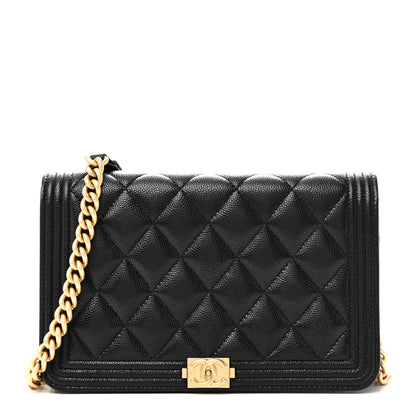 Chanel Caviar Quilted Boy Wallet On Chain WOC Black 1 of 10