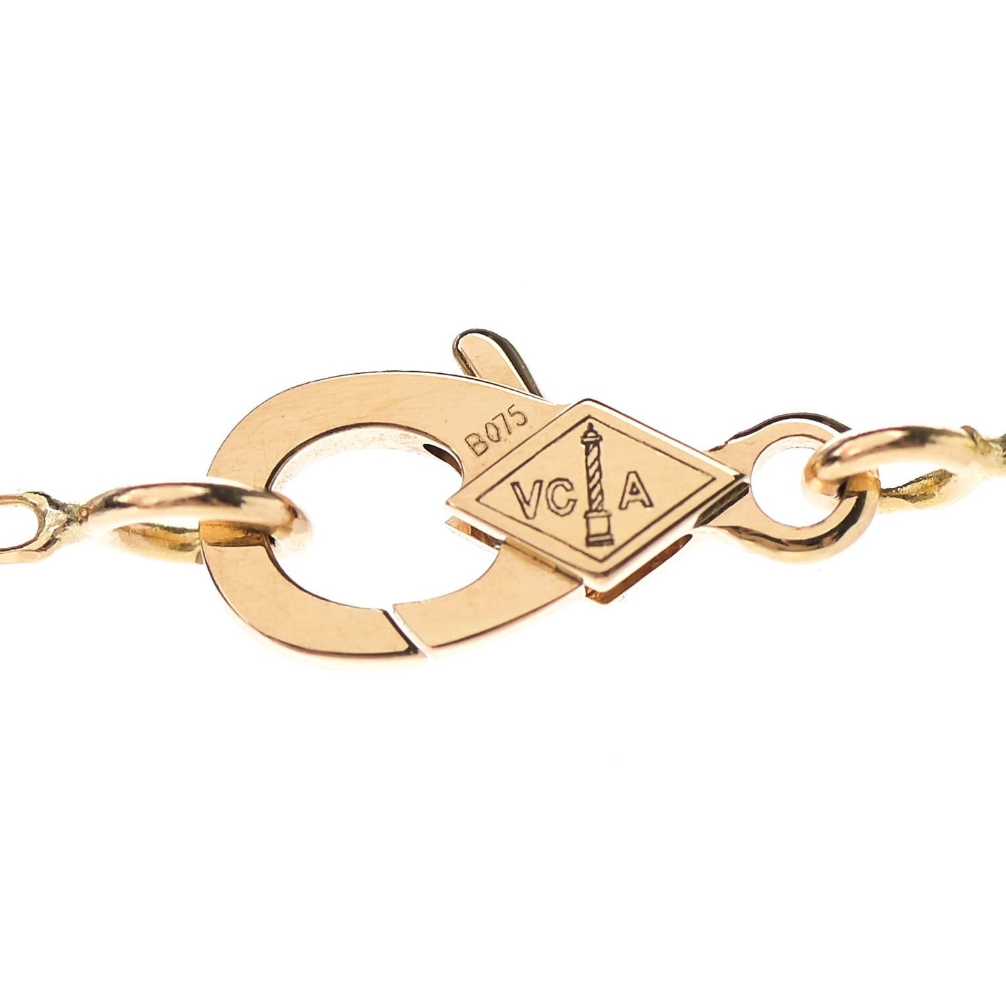 18K Yellow Gold Mother of Pearl Vintage Alhambra Pendant Necklace