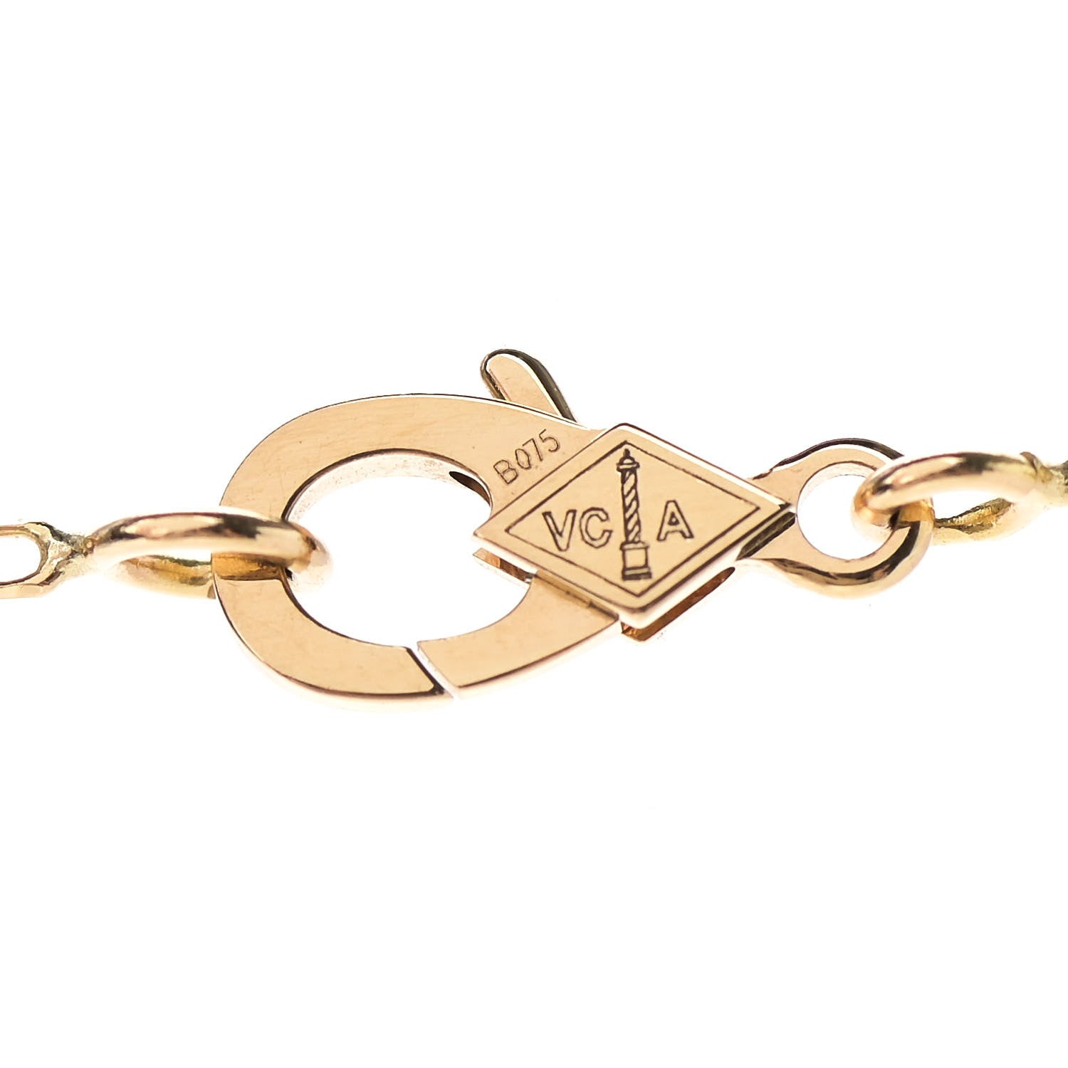 Van Cleef & Arpels 18K Yellow Gold Mother of Pearl Vintage Alhambra Pendant Necklace 4 of 7