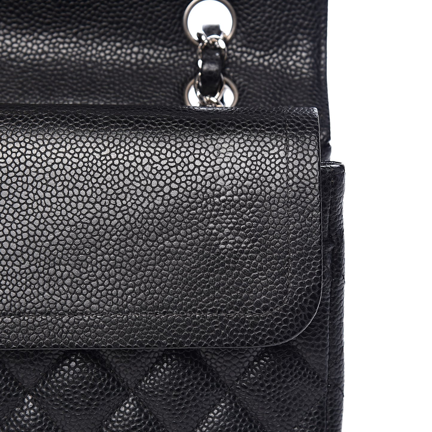 Caviar Quilted Medium Double Flap Black