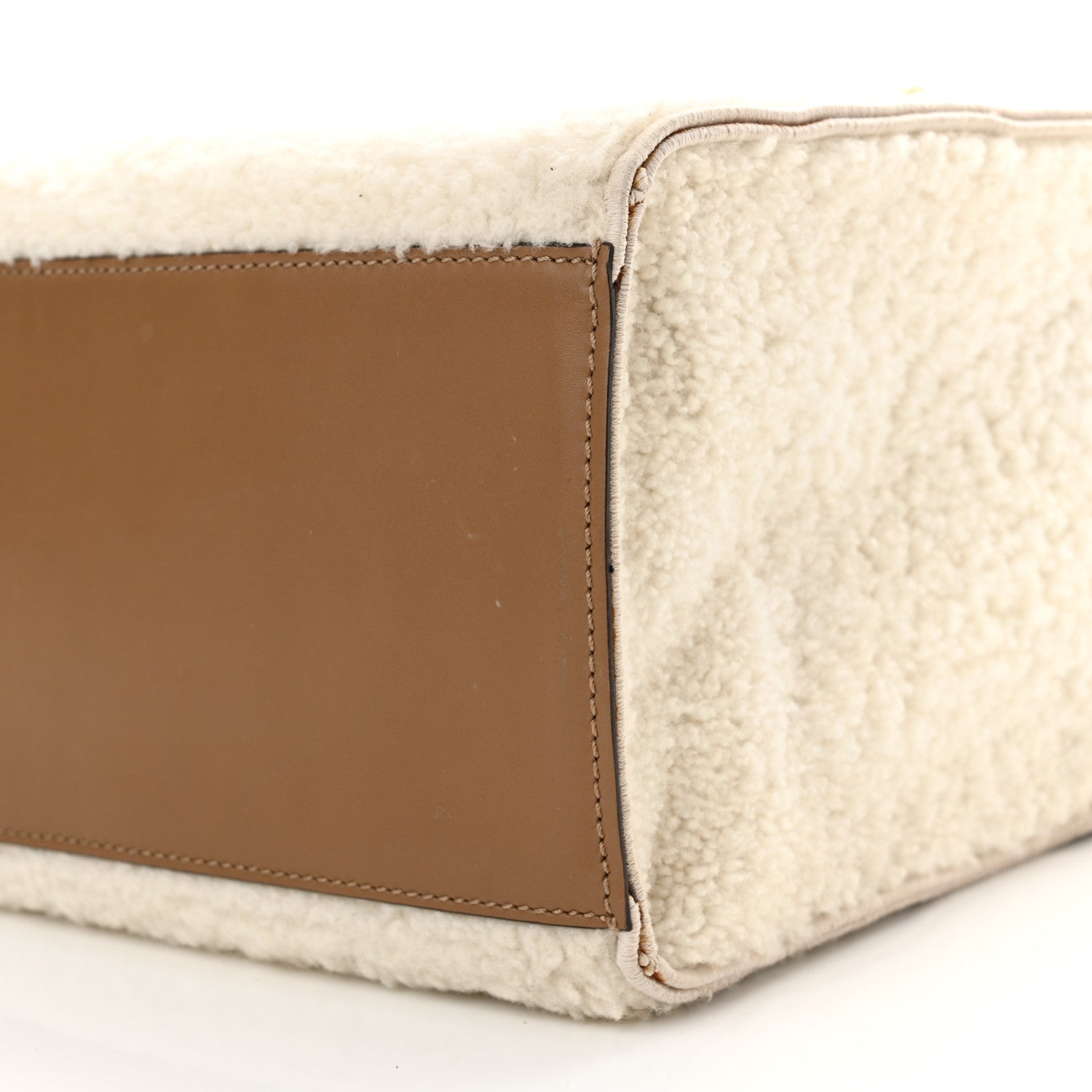 Fendi Shearling Vitello King Logo Medium Fendi Sunshine Shopper Tote White 10 of 19