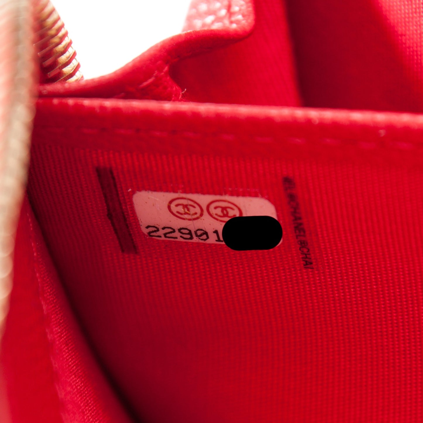 Caviar Camellia Embossed Zip Around Large Gusset Wallet Red