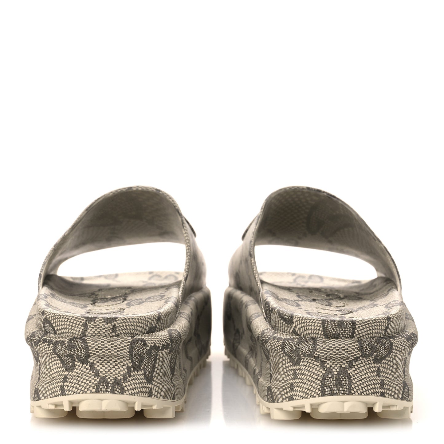 Cubic Rubber GG Monogram Womens Interlocking G Platform 42mm Slide Sandals 42 Beige Ebony