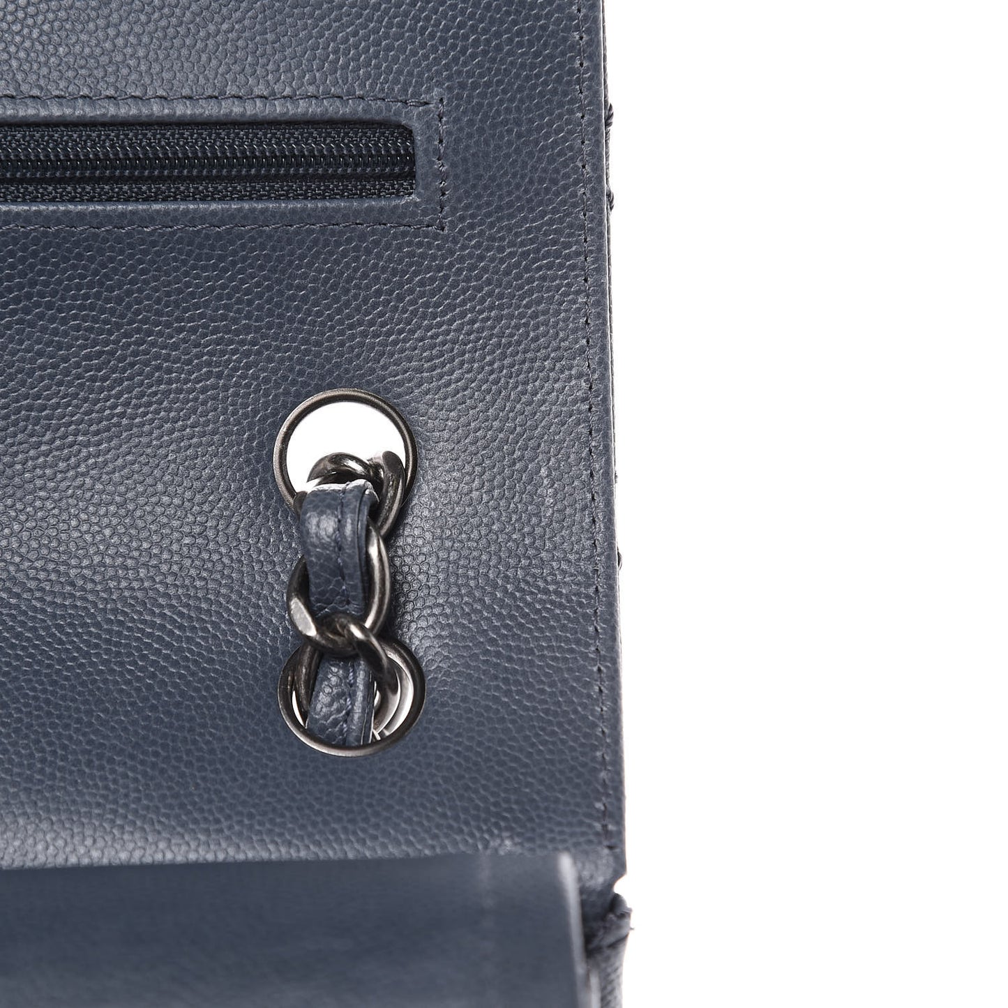 Caviar Quilted Jumbo Double Flap Dark Grey