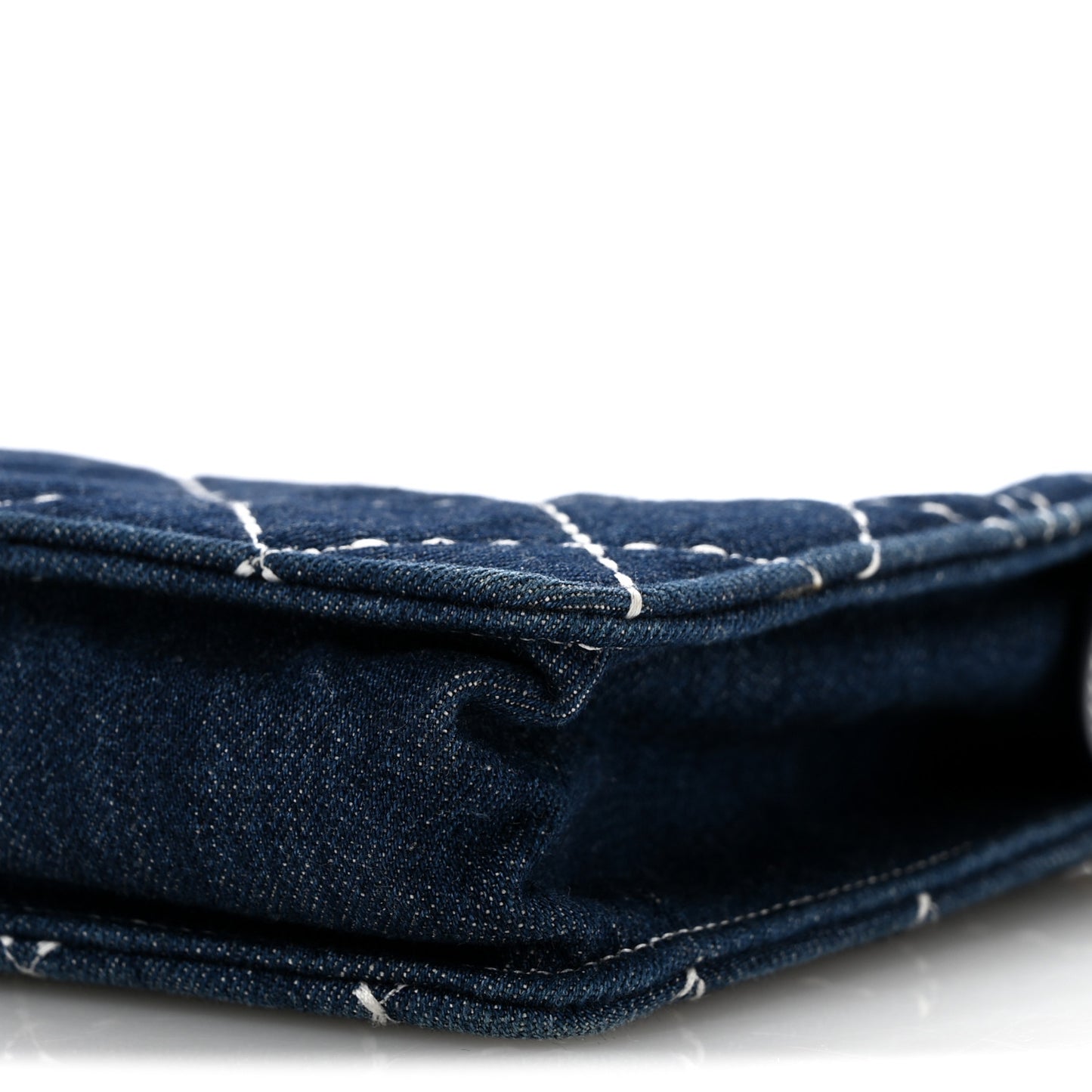 Denim Quilted Zipped Clutch Blue