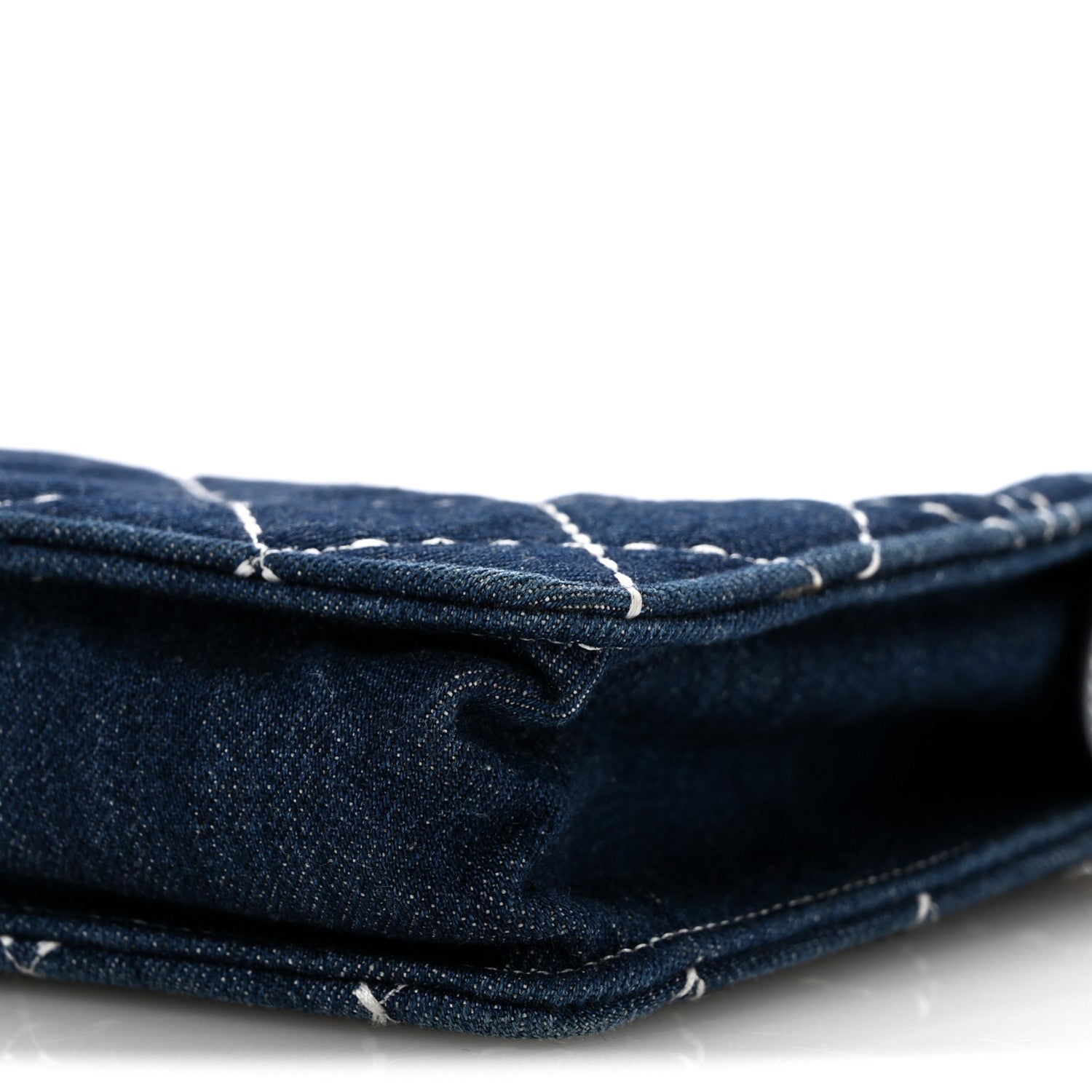 Chanel Denim Quilted Zipped Clutch Blue 11 of 12