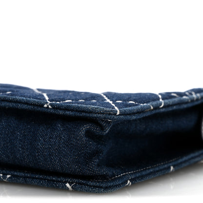 Chanel Denim Quilted Zipped Clutch Blue 11 of 12