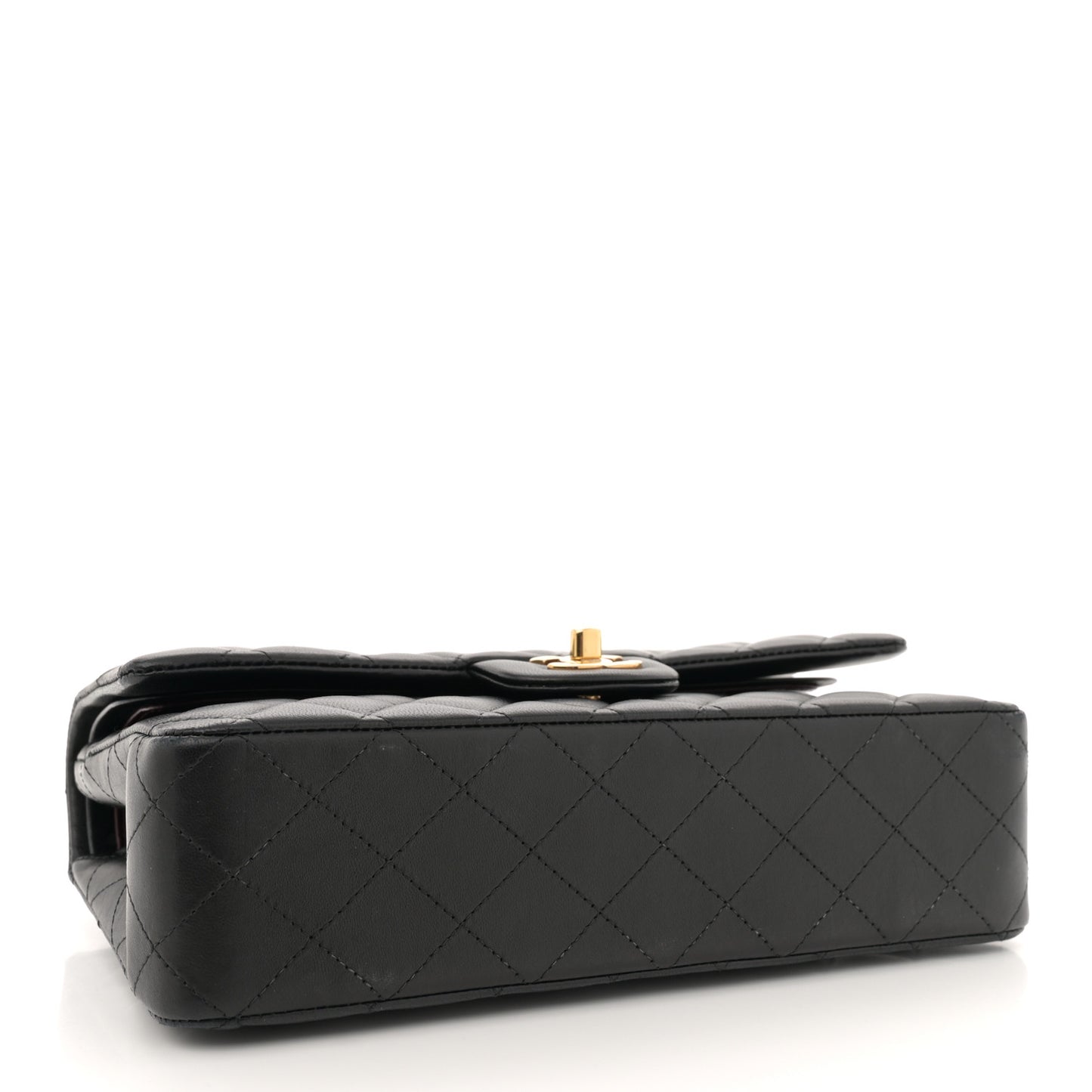 Lambskin Quilted Medium Double Flap Black