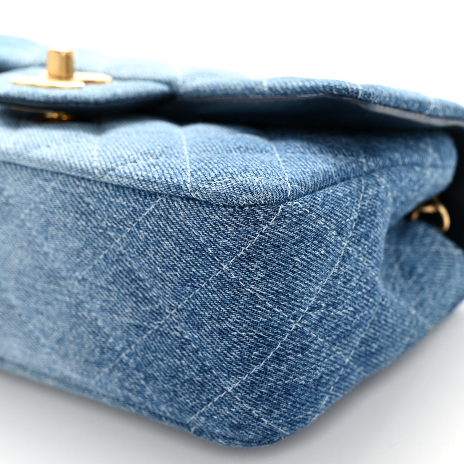 Chanel Washed Denim Quilted Mini Rectangular Flap Blue 10 of 10