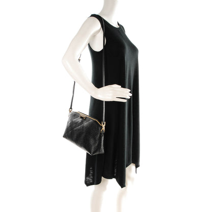 Burberry Signature Grain Calfskin Check Embossed Small Chichester Crossbody Clutch Bag Black 2 of 8