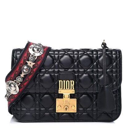 Christian Dior Lambskin Cannage Large Dioraddict Flap Bohemian Strap Black 1 of 4