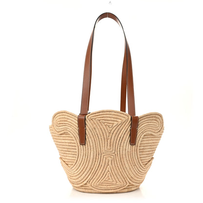 Celine Braided Raffia Calfskin Triomphe Small Panier Tan 1 of 11