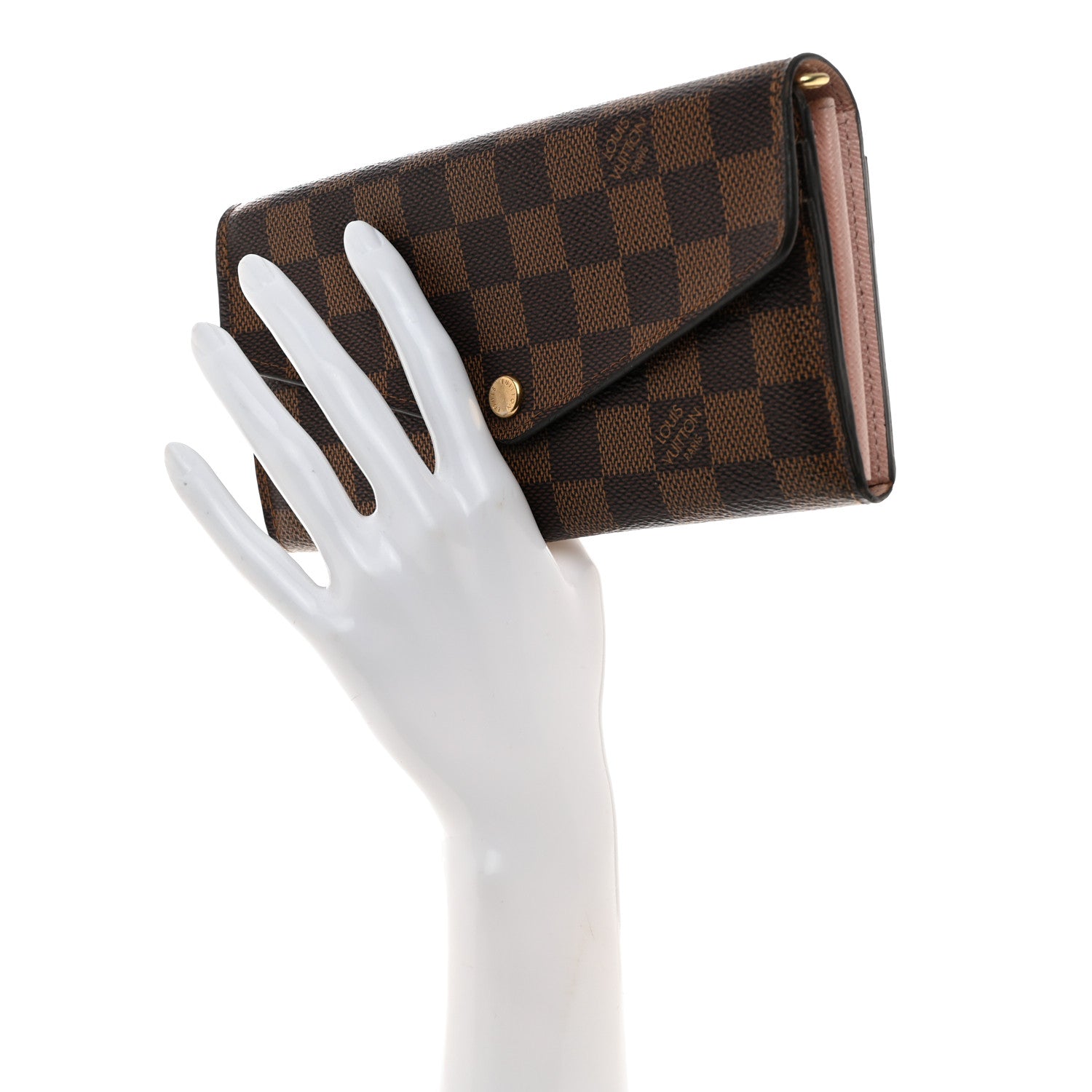Louis Vuitton Damier Ebene Sarah Wallet NM Rose Ballerine 2 of 6