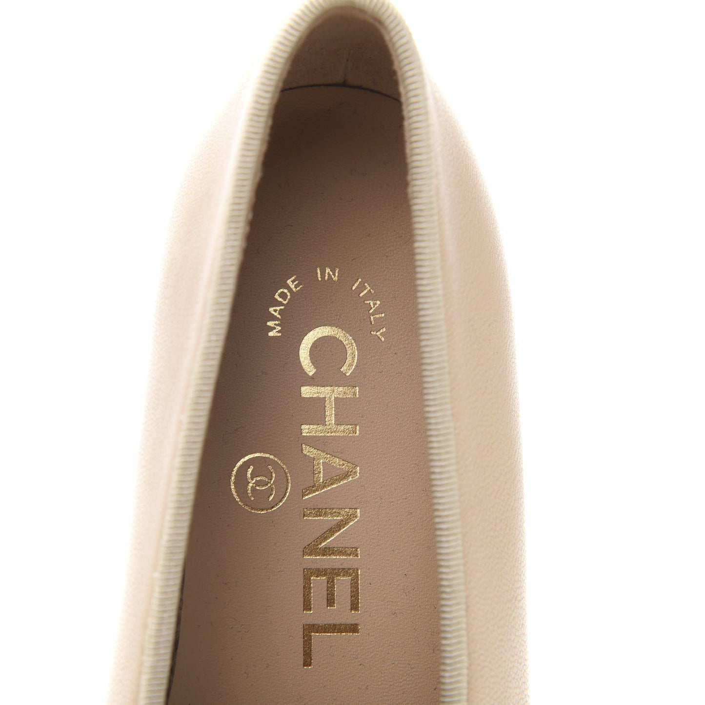 Lambskin Cap Toe CC Ballerina Flats 35 Beige Black