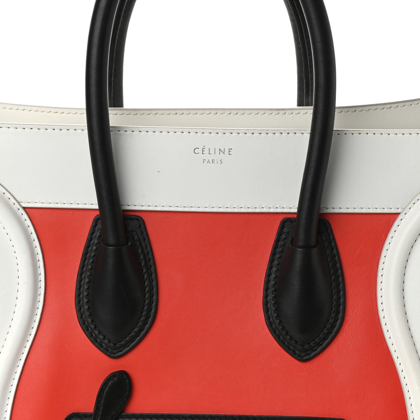 Smooth Calfskin Mini Tri-Color Luggage Vermillion