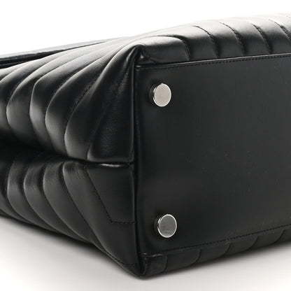 Saint Laurent Calfskin Y Quilted Monogram Large Loulou Chain Satchel Black 9 of 10