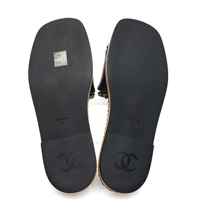Chanel Lambskin Chain Cork Slide Sandals 39 Black 5 of 7