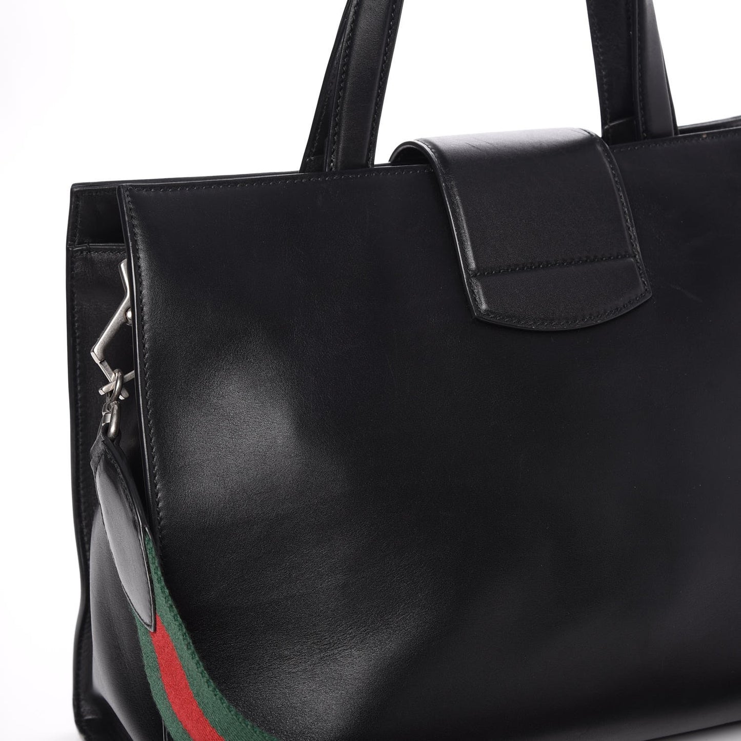 Calfskin Web Stripe Large Dionysus Tote Bag Black