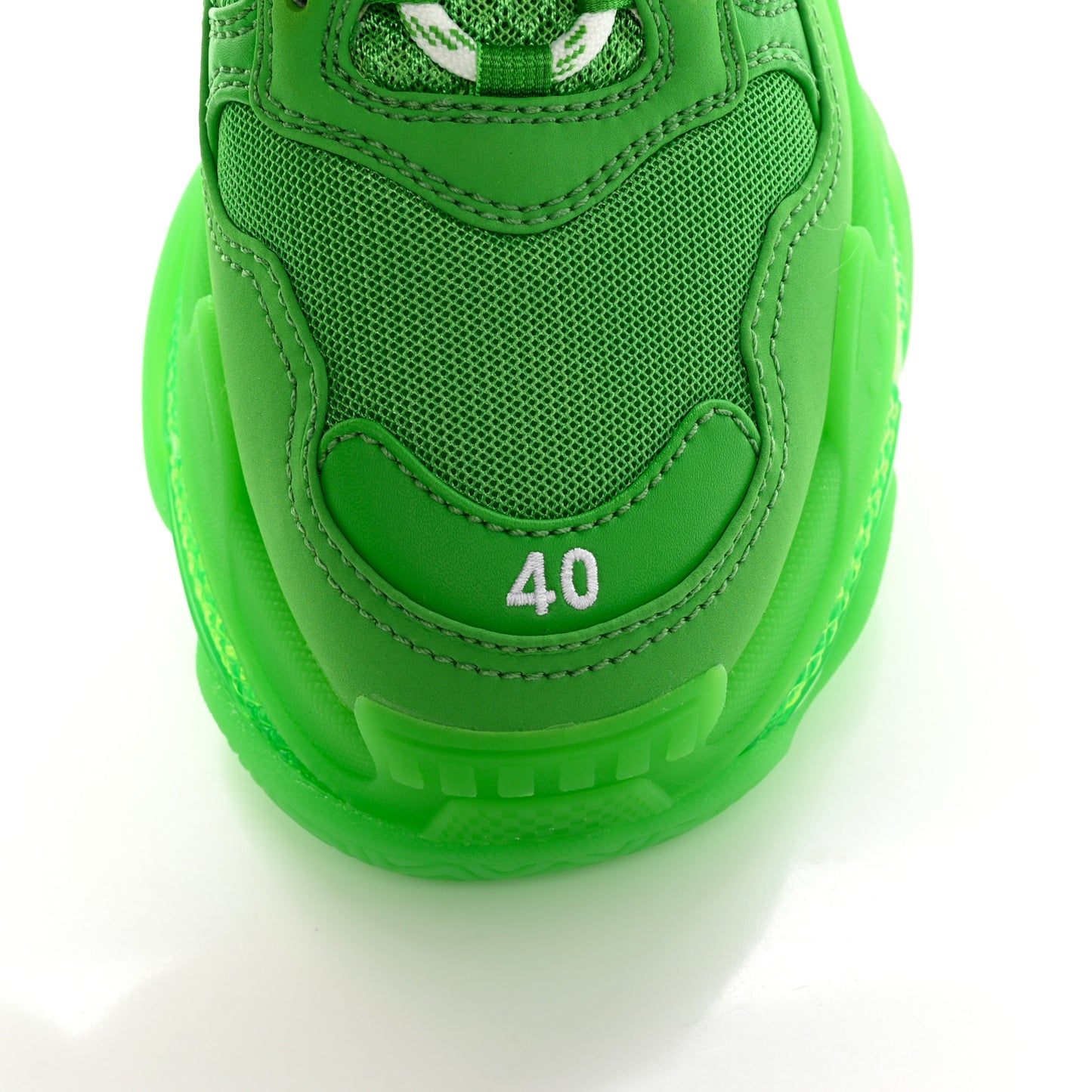 Fabric Mesh Clear Sole Womens Triple S Sneakers 40 Green