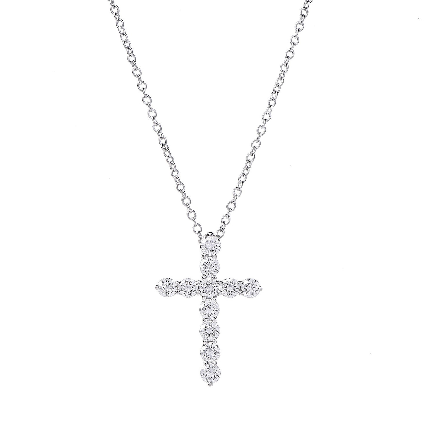 Platinum Diamond Small Cross Pendant Necklace