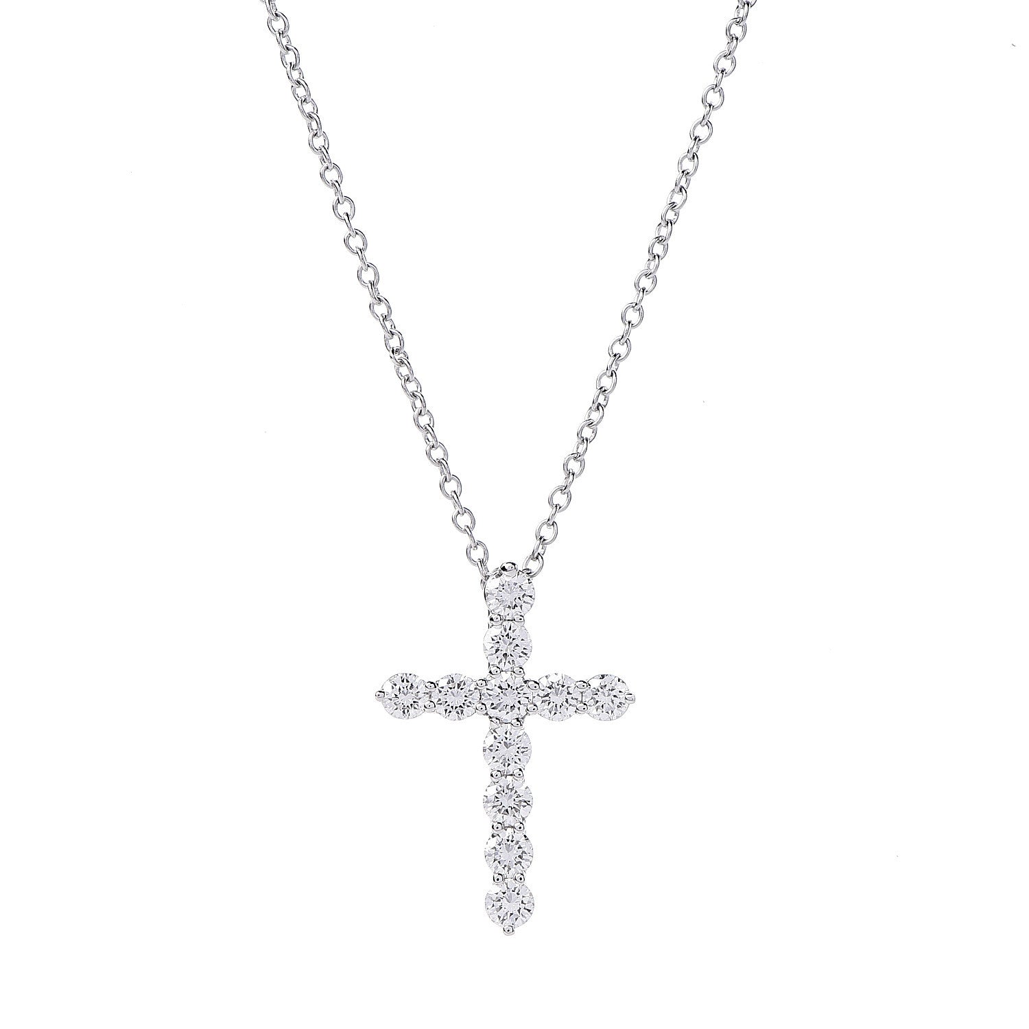 Tiffany Platinum Diamond Small Cross Pendant Necklace 4 of 8
