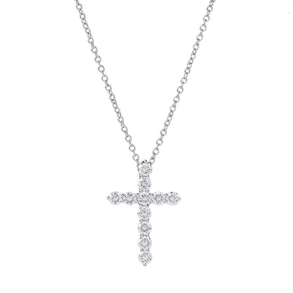 Tiffany Platinum Diamond Small Cross Pendant Necklace 4 of 8