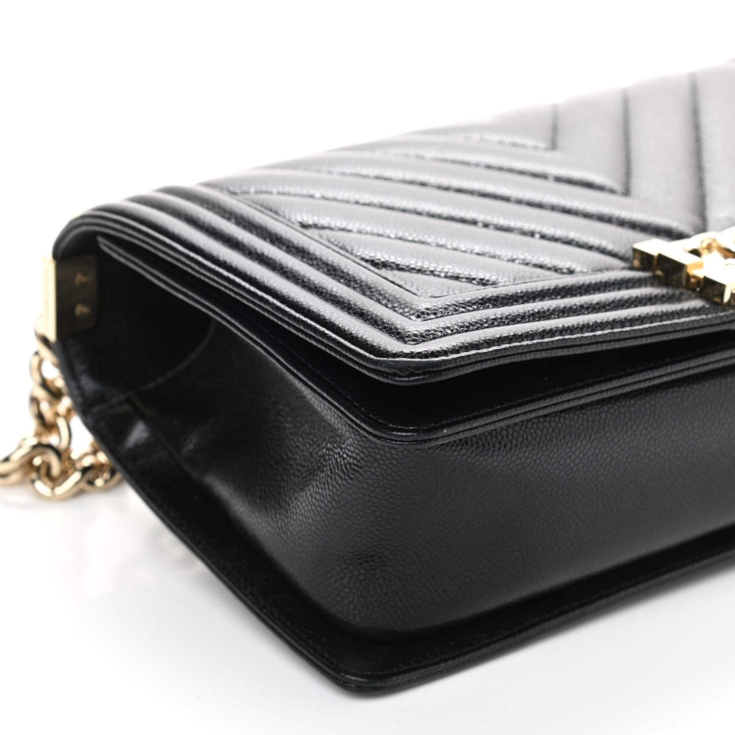 Chanel Caviar Chevron Quilted Medium Boy Flap Black 8 of 10