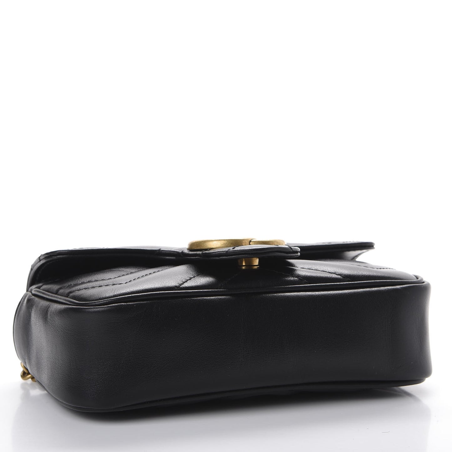Calfskin Matelasse Super Mini GG Marmont Shoulder Bag Black