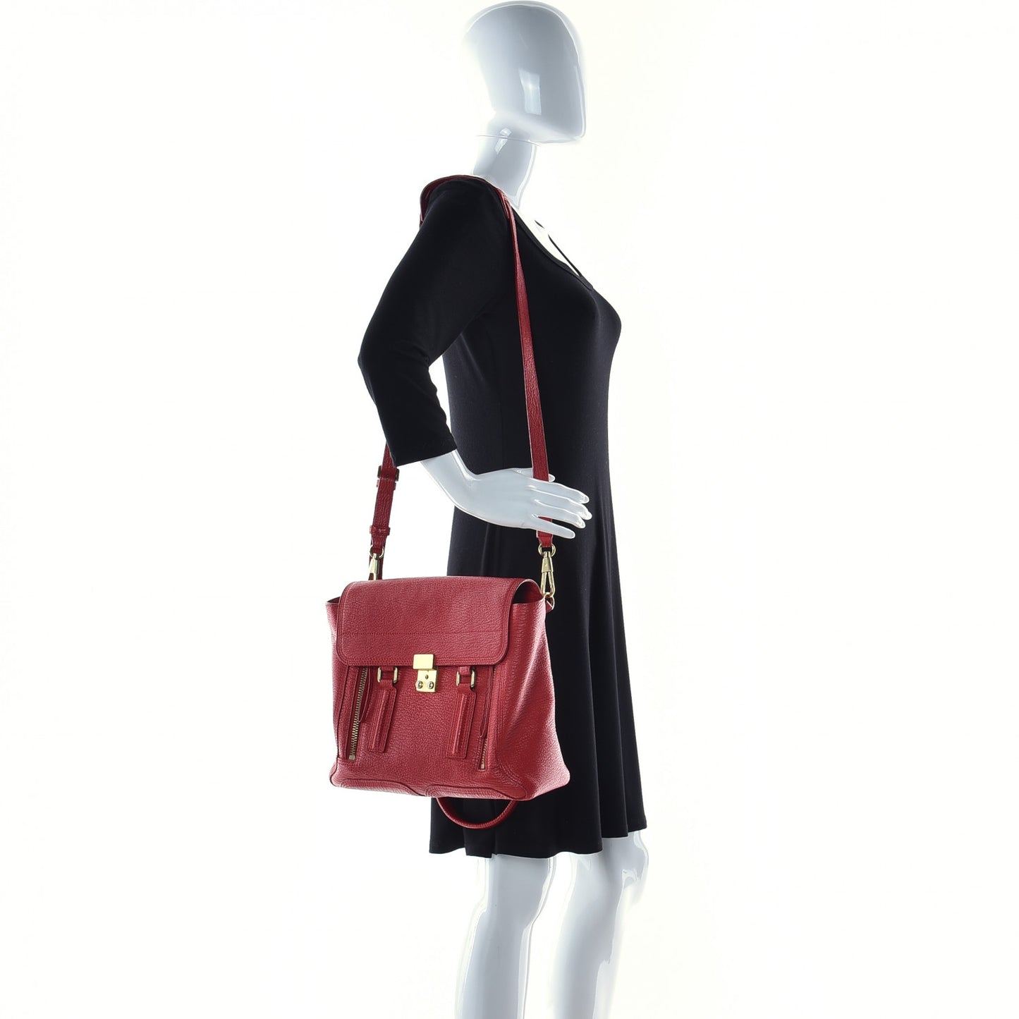 Textured Calfskin Medium Pashli Satchel Red