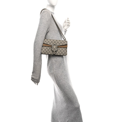 Gucci GG Supreme Monogram Suede Crystal Small Dionysus Shoulder Bag Beige Ebony Taupe 2 of 11