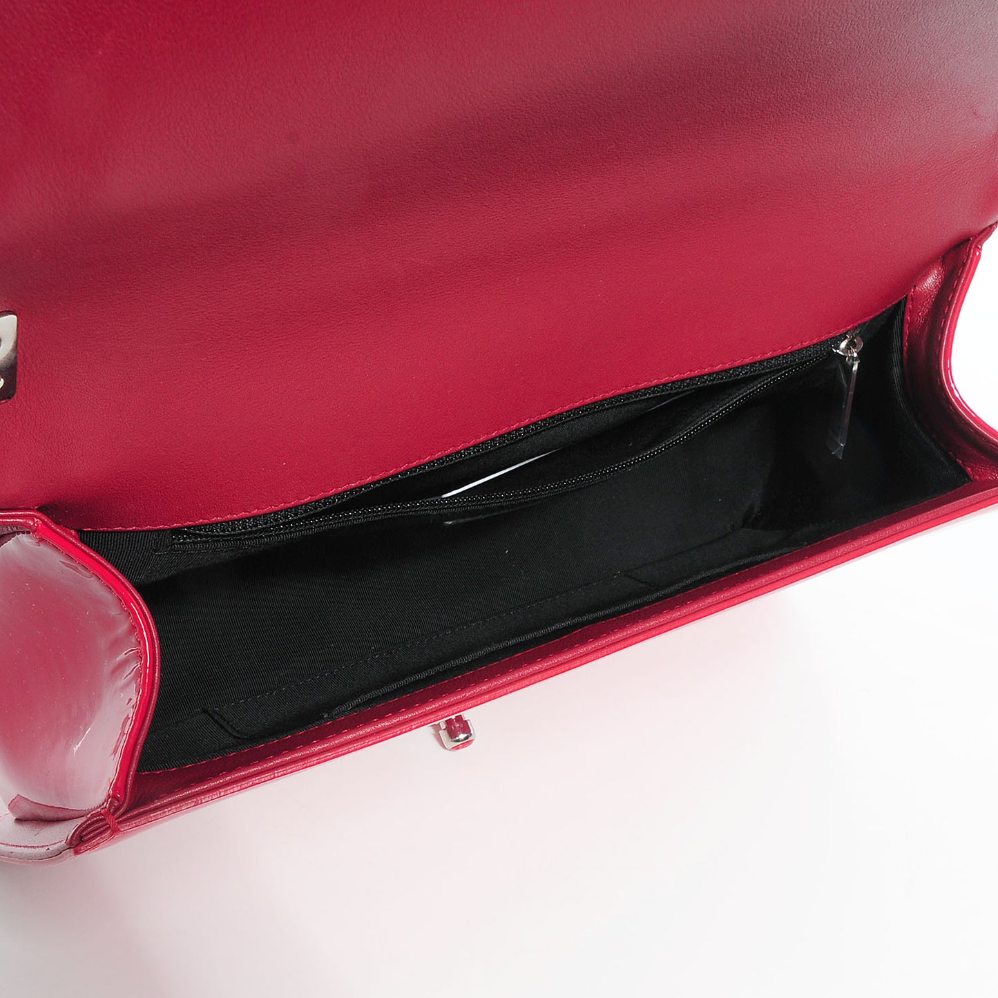 Patent Leather New Medium Boy Flap Plexiglass Red