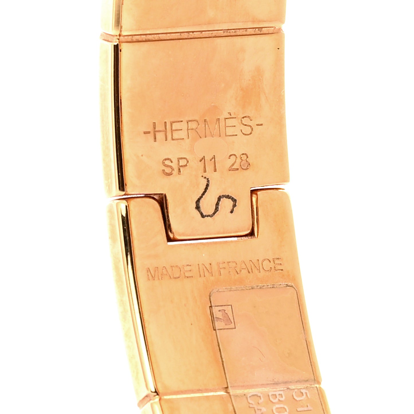 Enamel Printed Narrow Bolduc Au Carre Hinged Bracelet S