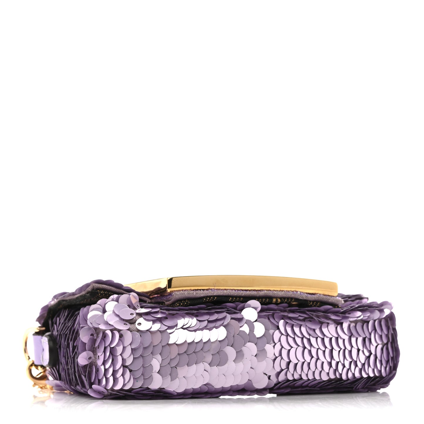 Sequin Paillettes Shiny Nappa Sex and the City Nano Maxi Buckle Baguette Charm Lilla